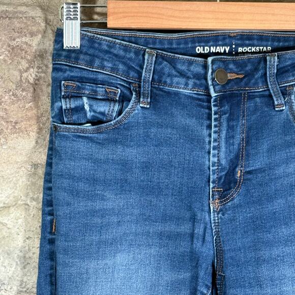 Old Navy Rockstar‎ Jeans Woman's 4 Blue Distressed Mid-Rise Skinny Stretchy Y2K - Picture 5 of 14
